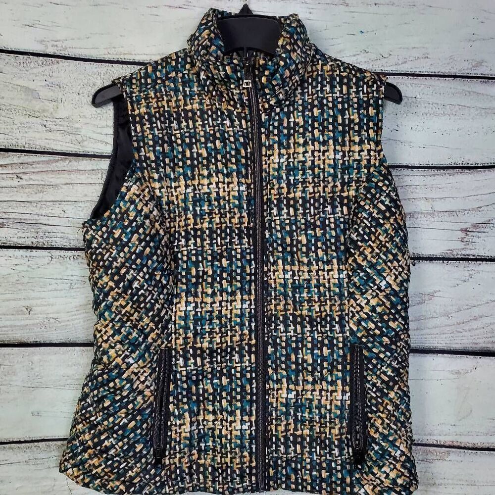 Christopher & Banks Women’s Puffer Vest M Multicolor Zip Front Quilted Sleeveles